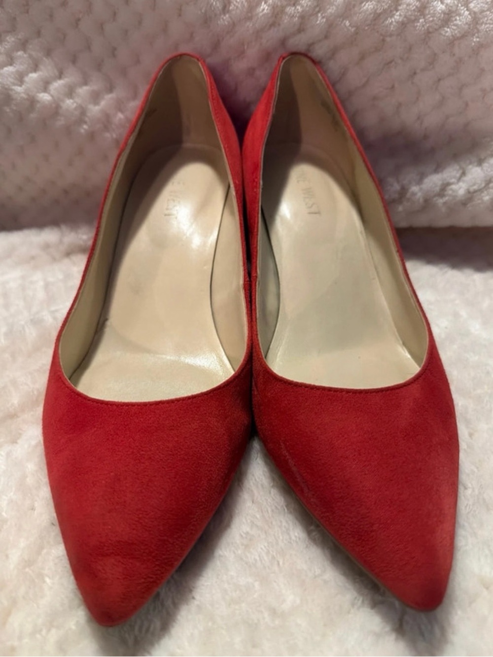 Red Suede Pointed-Toe Women's Heels